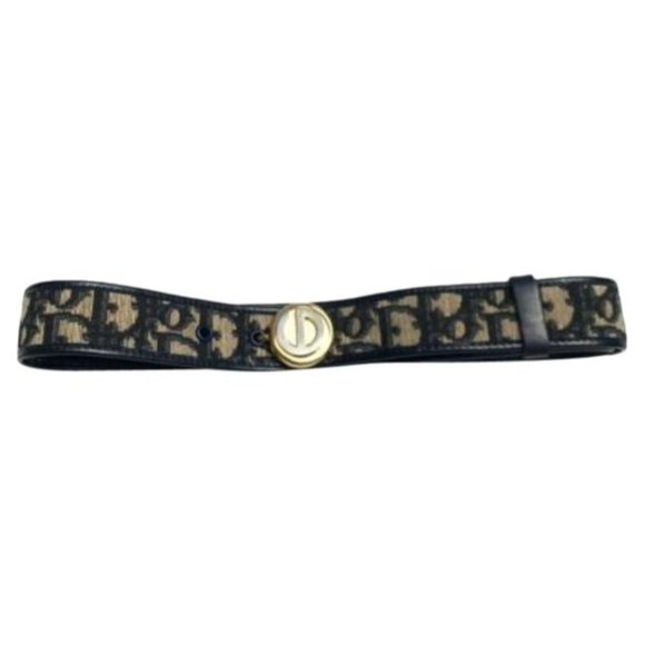 Dior Blue Black Trotter Print with CD Buckle Leather Belt - Picture 1 of 8